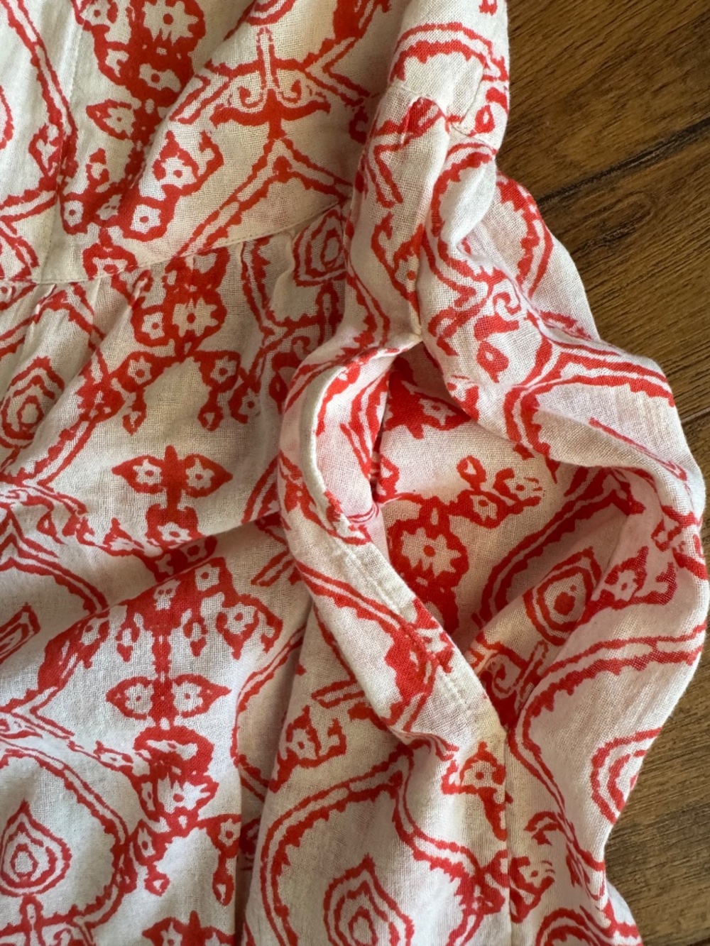Free People Coral Red Print Balloon Harem Pants Boho Cotton India Large - Picture 4 of 15